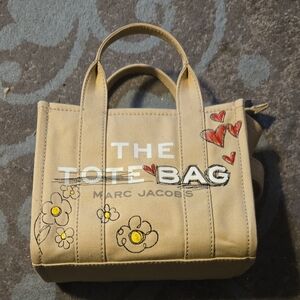 Marc Jacobs Beige Tote with Floral and Heart Designs